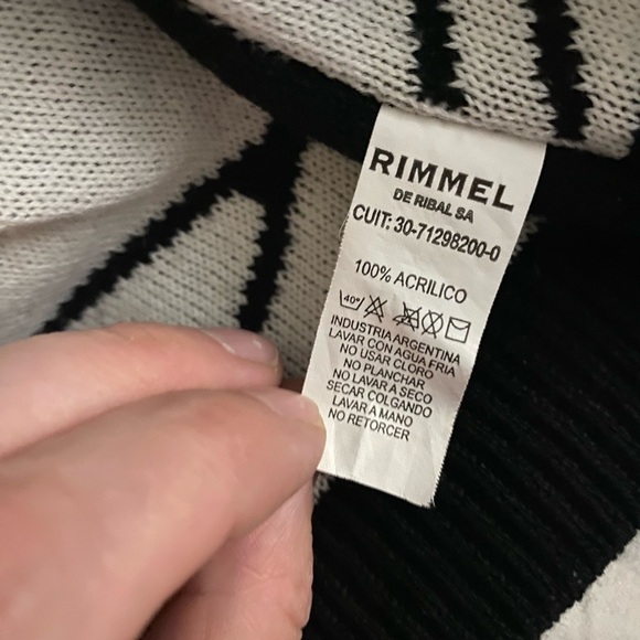 Hooded Open Poncho/Cape Relaxed Fit One Size Black & White Cabincore Boho Style - Picture 4 of 9